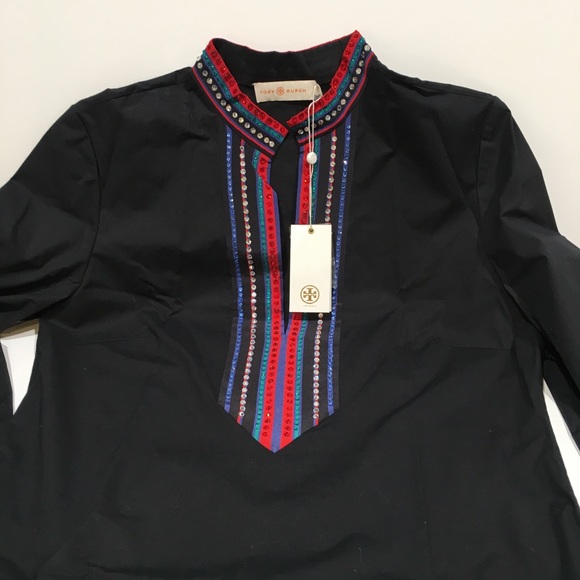 Tory Burch Crystal Embellished Tunic -Black -US 6 -NWT - Picture 3 of 10